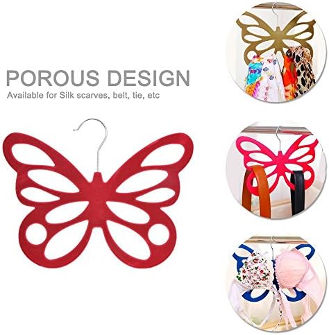 Magnusdeal ® Flocking Velvet Butterfly Type Hanger Flocking Plastic Scarves Hangers for Tie, Non-Slip Flocked Scarf Tie Belt Clothes Wardrobe Holder Hook Hanger 12 openings, 29 x 23.5 cm, (2, Purple)