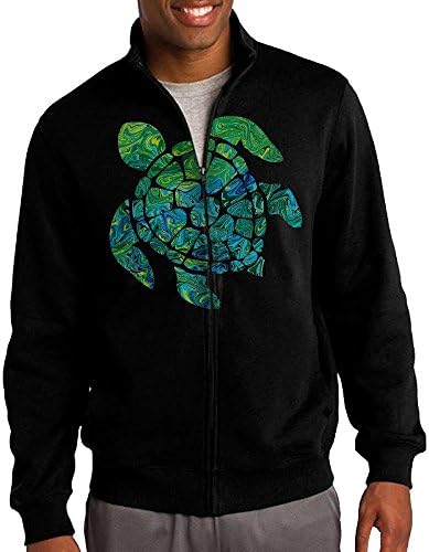 Men's Sea Turtle Solid Stand Collar Zipper Jacket Size M