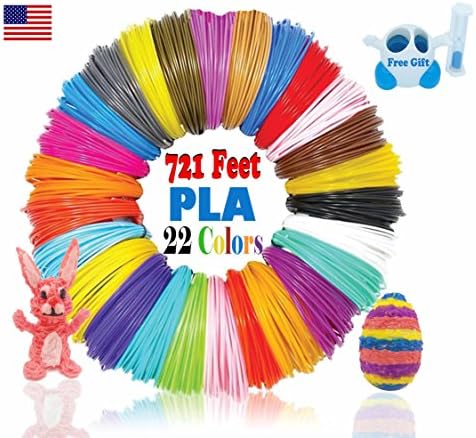 3D Pen Filament Refills - Premium 22 Colors (32.8 FT per color) 721 Feet Total 1.75mm PLA Including: Holder and Timer You Can Personalize as a Free Gift