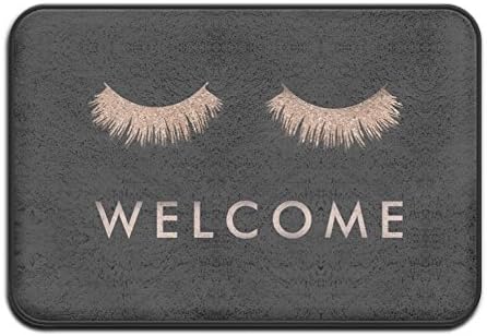 Bag shrot Stylish Black Rose Gold Eyelashes Welcome Super Absorbent Anti-Slip Mat,Funny Doormat,Indoor/Outdoor Decor Rug Doormat 23.6(L) X15.7(W) Inch Non-Slip Home Decor