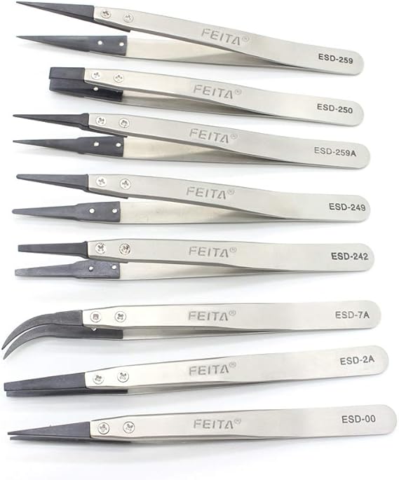 Precision Tweezers Set FEITA Antistatic Replaceable Fiber