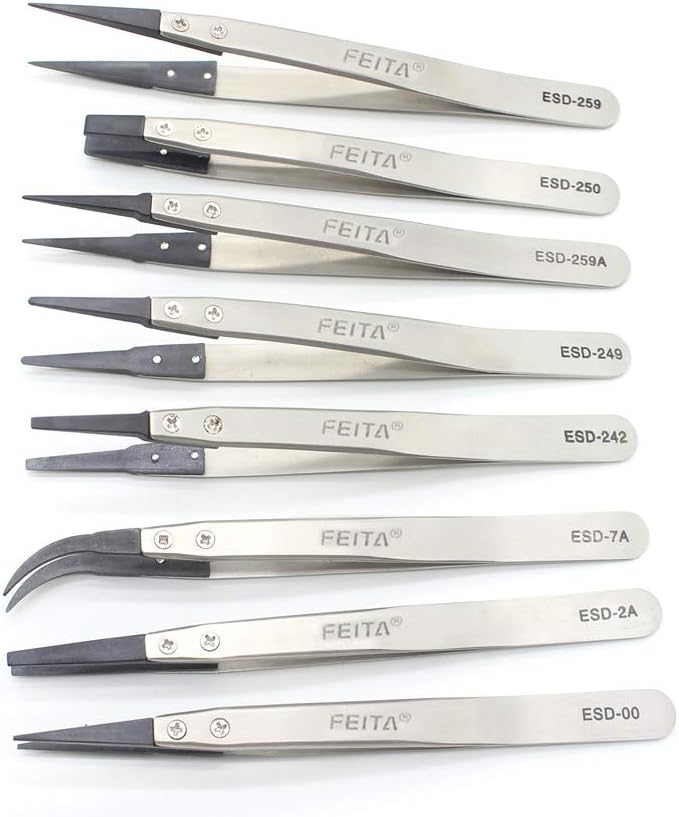Precision Tweezers Set FEITA Antistatic Replaceable Fiber