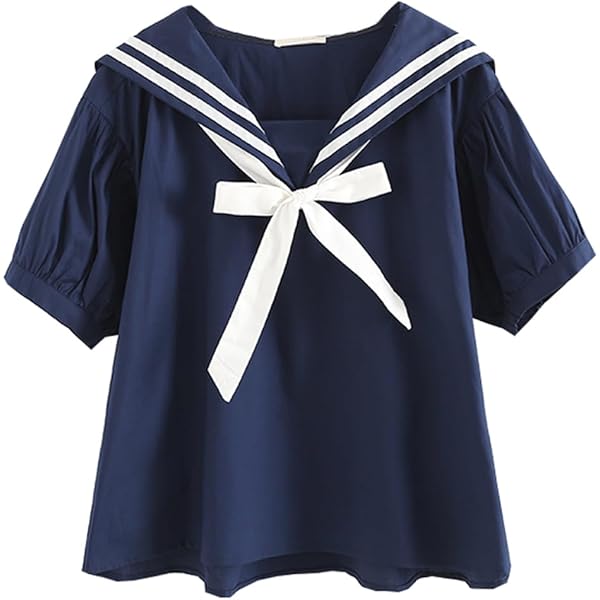 CORIRESHA Women's Preppy Style Short Sleeve Sailor Collar Blouse