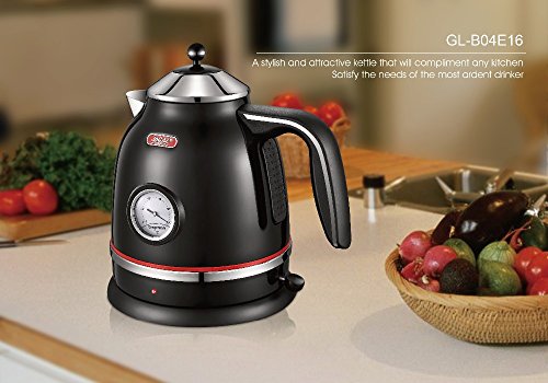 PowCube Stainless Steel 1.7L Electric Water Kettle with Temperature Display and 360 Degree Rotational Base