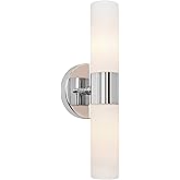 Kira Home Duo 14" Modern Wall Sconce with Frosted Glass Shades, for Bathroom/Vanity, Chrome Finish