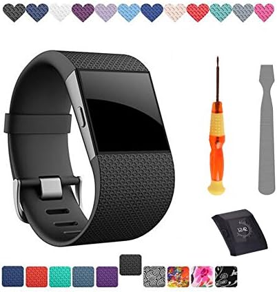 hellosy Replacement Small Strap Band for Fitbit Surge Watch Fitness Tracker WatchBand Wrist Band Wristband Silicone Accessories with Tools