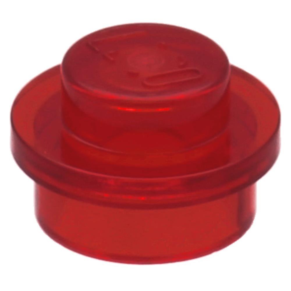 100 x LEGO® Plate, Round 1 x 1 Straight Side Trans-Red