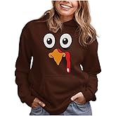 Tstars Funny Turkey Face Thanksgiving Hoodie - Pullover Sweatshirt for Women & Teen Girls Holiday Outfit
