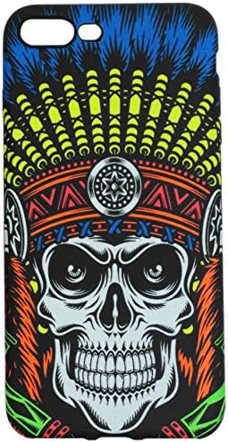 iPhone 7 Plus Phone Case Luminous Fluorescent Phone Cover Soft TPU Protection Shell Case Scratch-Resistant Creative Skull Outlook (Indian Skull)
