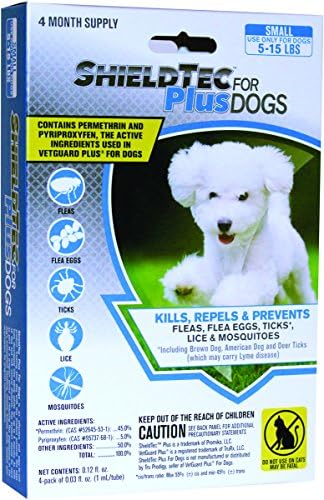 ShieldTec Plus (4 dose) SMALL DOG (5-15 lbs) - KILLS Flea Tick Lice Mosquitoes Eggs - Dog Medicine, Protection - 100% MADE IN THE USA