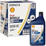 Shell Rotella T6 Full Synthetic 5W-40 Diesel Engine Oil (1-Quart, Case of 6)