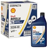Shell Rotella T6 Full Synthetic 5W-40 Diesel Engine Oil (1-Quart, Case of 6)