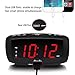 DreamSky Digital Alarm Clock Radio, FM Radio, 1.4 Inches Large Red LED Number Display, Dual USB Charging Ports, 3.5 mm Headphone Jack, Snooze, DST, Sleep Timer