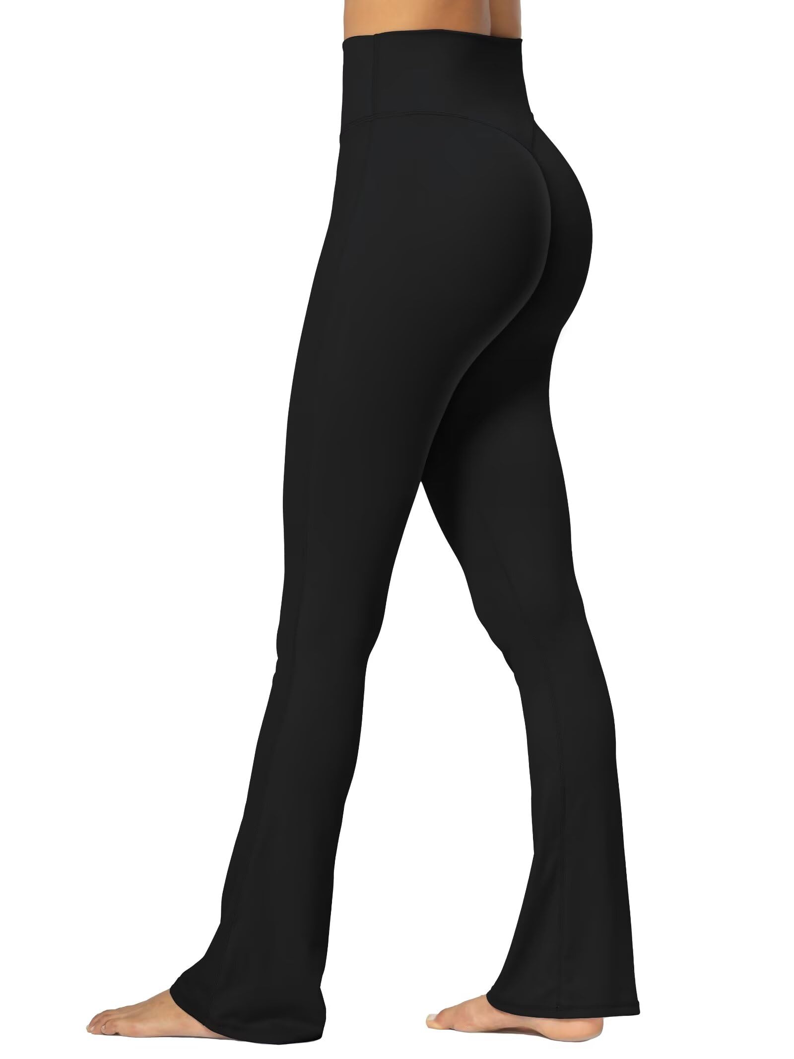 Photo 1 of Sunzel Sunzfly No Front Seam Mini Flare Leggings for Women, Invisible Butt Scrunch Flared Yoga Pants with Tummy Control 30" Black Large