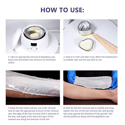 Hard Wax Beads, Hair Removal Hard Wax Beans, Professional Face Legs Body Depilatory Waxing Beads 150g, Waxing Beans for Women Bikini Underarm Back Chest (Blue)