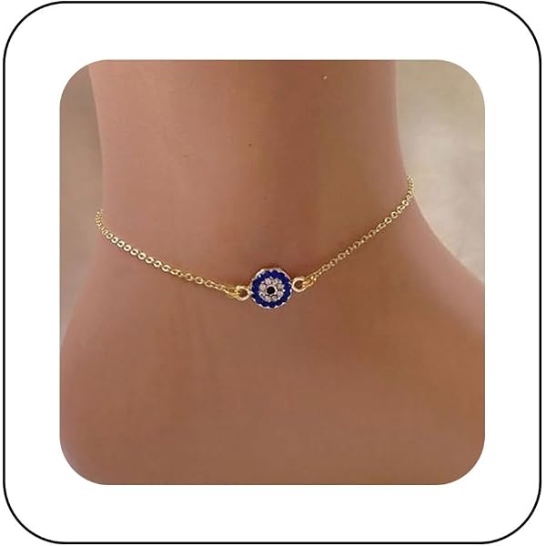 Cavigliera Malocchio Blu Scuro – Oro 18K – Vetro Di Murano – Fatto A Mano Brasile