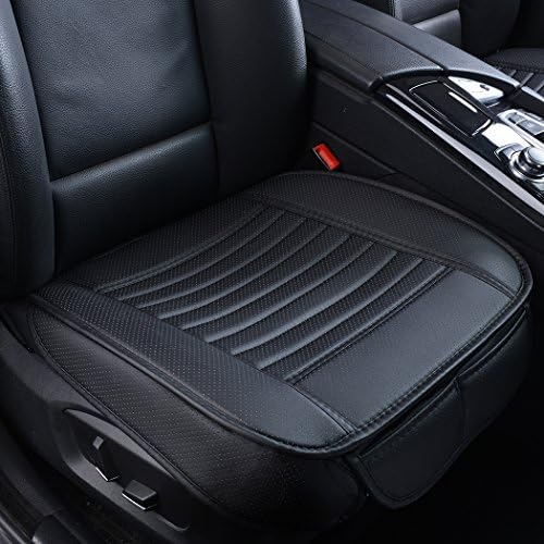 2pc Edge Wrapping Car front Seat Cushion Cover Pad Mat for Auto Supplies Office Chair with PU Leather Black
