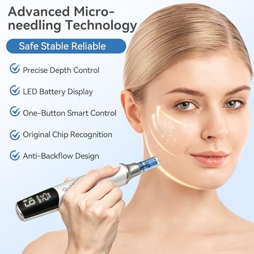 Dr. Pen M9 Dermapen Microneedling,Stylo Microneedling Sans Fil Nouvelle Version 2026 avec 12 Cartouches,6 Vitesses, Écran LED et Contrôle Précis de Profondeur pour le Visage et les Soins de la Peau