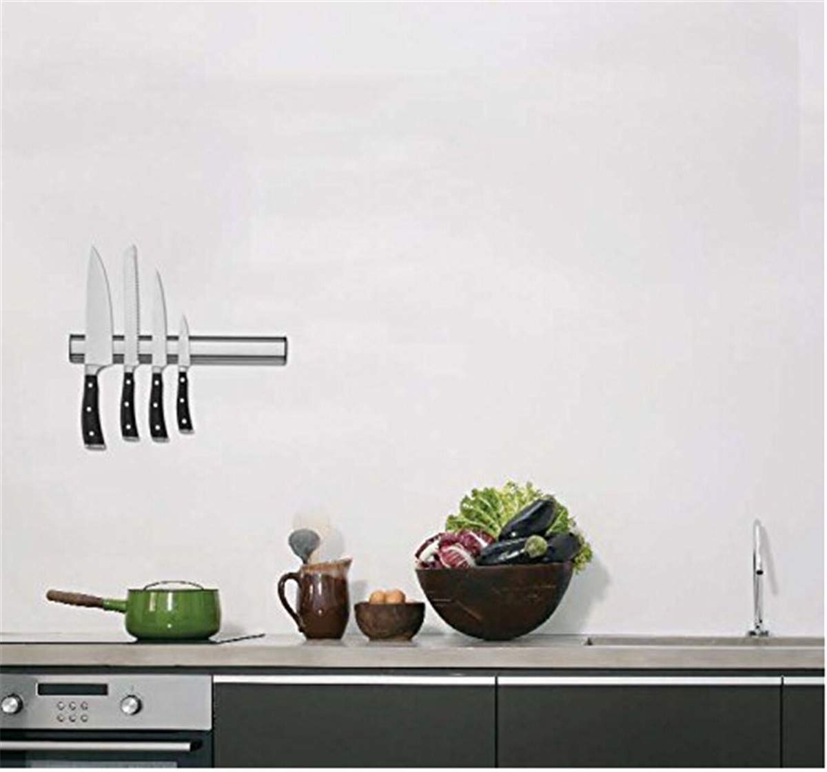 The Wolf Moon® Professional Stainless Steel Magnetic Knife Bar, Magnetic Tool Holder Strip, Fast and Easy Installation Kitchen Knife Rack (36CM)