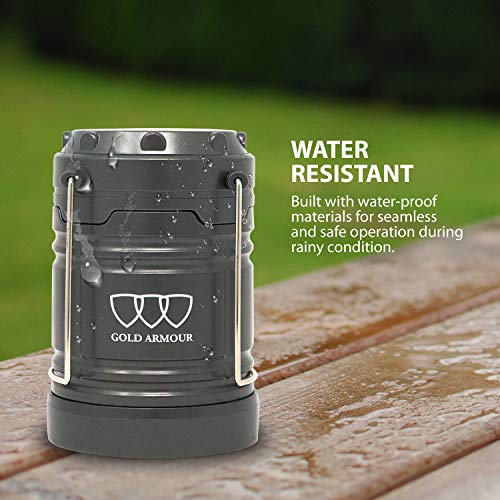 image for Gold Armour 2 Pack Portable LED Camping Lantern Flashlight with Magnet