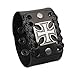 Coolla Mens Retro Cross Adjustable Leather Wristband Cuff Bracelet Sl2801 (Black)