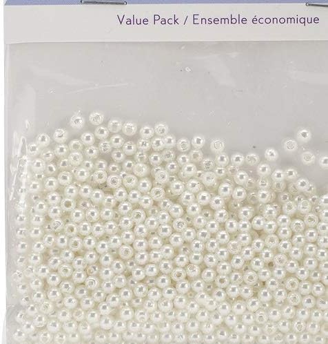 Craft Medley 850 Piece Acrylic Pearl Beads, 3mm, Ivory, 3 mm - Image 4