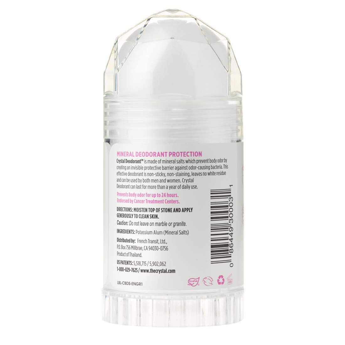 CRYSTAL Deodorant Crystal Body Deodorant Stick, (30003) Unscented 4.25