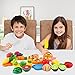 Glonova Play Food Cutting for Toddlers Kids, 37 Pcs Kitchen Toys Cutting Vegetables Fruits with Pizza Play Food Set Pretend Cutting Food Playset with Carry Bag for Children Girls Boys