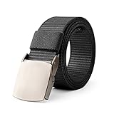 JASGOOD Nylon Web Belt Men Duty Belt Outdoor Sports Tactical Waistband Military Belt With Alloy Buckle Black Up To 41in