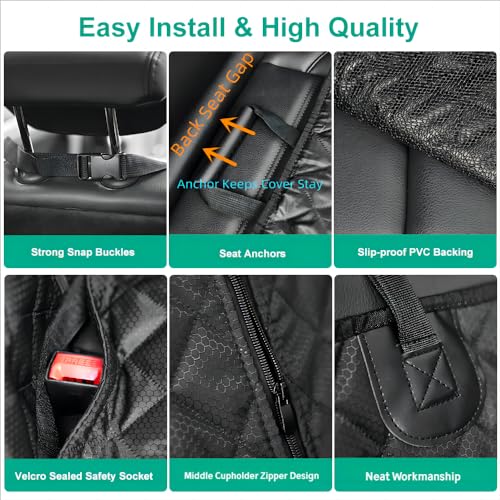 ANOSOSPECIAL Dog Car Seat Cover for Back Seat Cover for Kids,Non Stick Fur Rear Seat Protector for Pet,Nonslip Waterproof Durable Universal Fit Interior Backseat Covers for Auto Van SUV