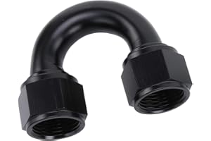 AC PERFORMANCE Aluminum Fittings 180 Degree -8 AN Female Flare Union Swivel Coupler Fittings 3/4-16 AN8 Thread Connector, Black