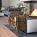 Finether Firewood Rack Log Rack|4ft Indoor/Outdoor Firewood Firewood Storage Log Holder with Wheels,for Hearth, Fireplace, Wood-Stove, Black