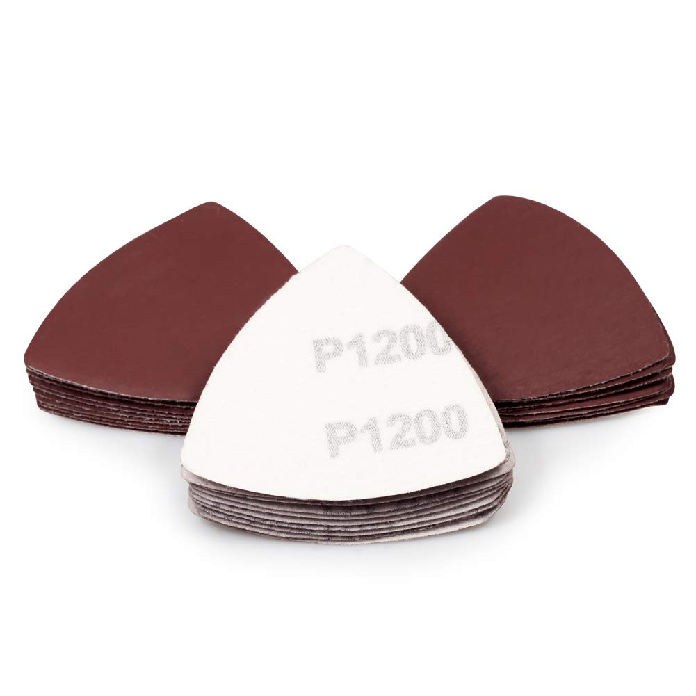 SPEEDWOX 30 Pcs Hook and Loop Triangle Sandpaper 1200 Grit 80mm 3-1/8 Inches for Oscillating Multi Tool Detail Sander Sanding Discs Triangle Sanding Pads — image 1