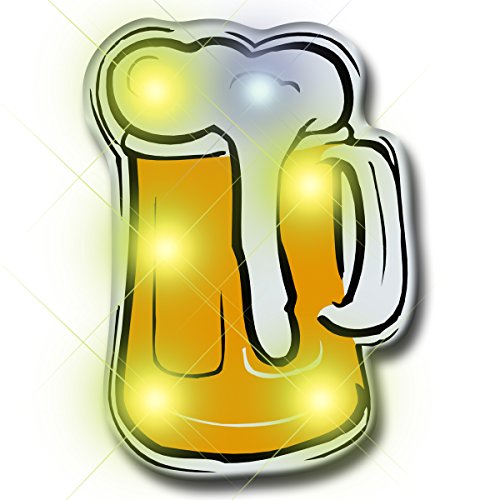 Beer Mug Flashing Blinking Light Up LED Body Light Lapel Pins (25-Pack)