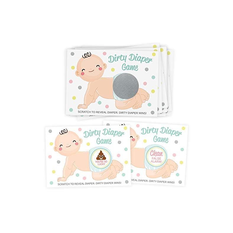 Printed Party Baby Shower Scratch Off Game, Diaper Raffle Tickets, Set of 30