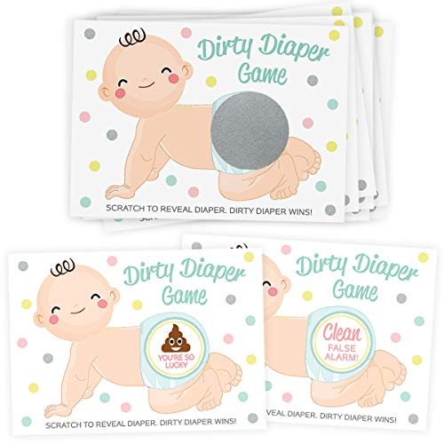 Dirty Diaper Scratch Off Game, 30 Cards, Raffle Tickets, Baby Shower Activity and Idea, Fun and Easy to Play (Lighter Skin) (The Best Scratch Offs To Play)