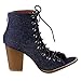 BESTON DB27 Women's Lace up Stacked Heel Peep Toe Ankle Booties Sandals