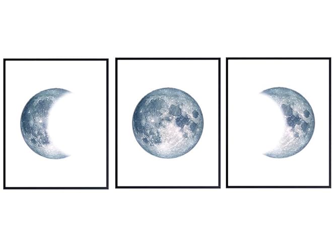 Amazon.com: Moon Decor Wall Art Print Set - Lunar Phases Posters