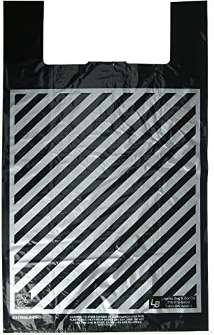 Plastic Shopping Bags, 100pcs"Super-Jumbo" Size:23x9x43, 20 Microns Black Bag with Silver Stripes, 56.99 per 100, 56.9 Cents per Bag.