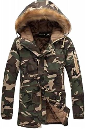 Xswsy XG Men's Camoflage Quilted Parkas Faux Fur Hooded Winter Thick Coat Outwear 2 XS