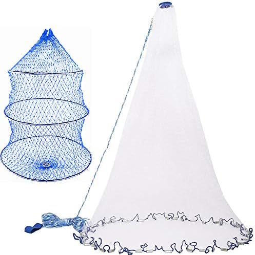 UGM Saltwater Fishing cast Net,Old Salt Premium Cast Net with Portable Bag and Fish Basket