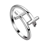 925 Sterling Silver Polished Cross Ring Mens