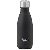 S'well Stainless Steel Water Bottle, 9oz, Onyx, Triple Layered Vacuum Insulated Containers Keeps Drinks Cold for 24 Hours and Hot for 12, BPA Free, Perfect for On the Go
