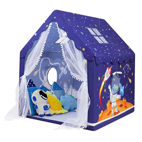 Kids Tent Blue Space Toddler Playtent for Boys,Large and Foldable Kids Playhouse with Windows, Portable and Lightweight Play Tent Indoor&Outdoor for Gift to Toddlers