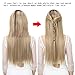 SARLA Invisible Wire Hair Extensions with 3 Clips Long Synthetic Wavy Curly Hairpiece Adjustable Transparent Headband for Women 18 Inch Pale Ash Blonde