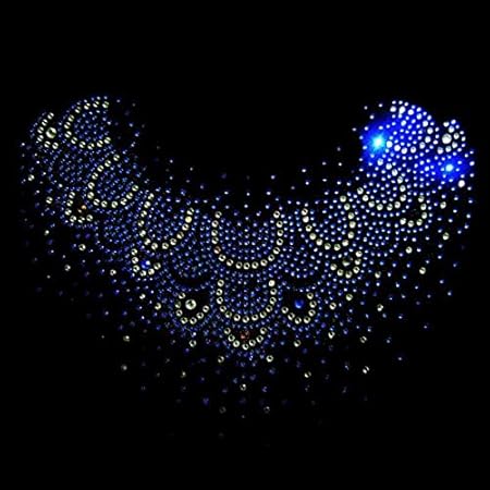 Embroidery Motif - Floral Neckline Collar Trim Rhinestones Iron On Fix Motif Heat Press Applique Patch - Iron Jackets Rhinest