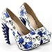 Show Story Ladies Skull Rose Print Platform Bone Heel Party Club Pumps,LF80610