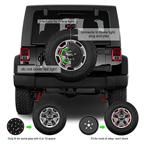 3rd Third Brake Light & Spare Tire Light for Jeep Wrangler Jk 2007-2017 LED Wheel Rear Tail Lights
