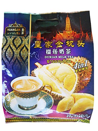 Huangjia Durian Milk Tea 4 in 1 Instant Premix Tea Drink with Durian, 480g (20g.Ã—24 Sachets)