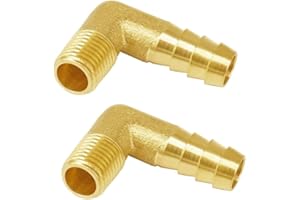 Joywayus Brass Hose Fitting,90 Degree Elbow,1/2" Barb x 1/4" NPT Male Pipe Water/Fuel/Air (Pack of 2)